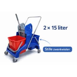 Dubbele Mopwagen met Pers – 2 × 15 liter