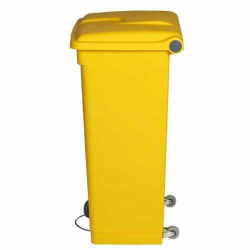 Afvalbak STEP-ON CLASSIC 90 liter geel dicht