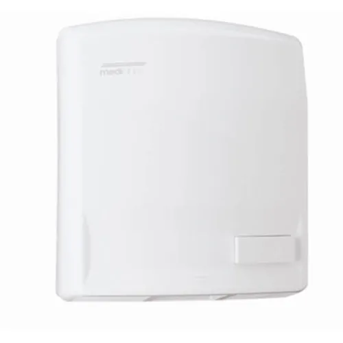 Handdroger wit drukknop 302x253x149 Mediclinics