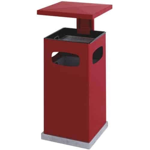 Stalen As-papierbak met afneembaar afdak 70 liter rood