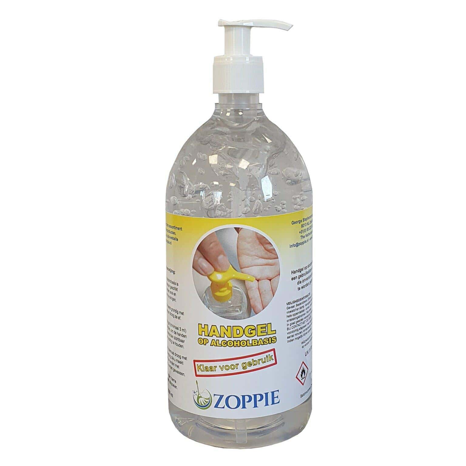 Handgel alcoholgel 70% in 1000ml met dispenserpomp