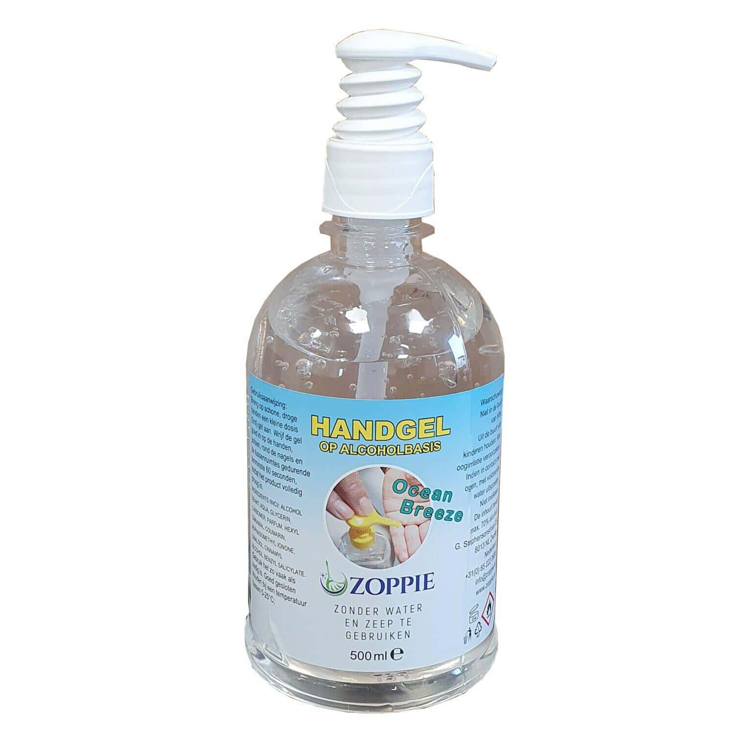 Handgel alcoholgel 70% 500ml met dispenserpomp OCEAN BREEZE