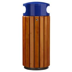 Buitenafvalbak robuust 60 liter hout met openingen aan de zijkant - Blauw 1