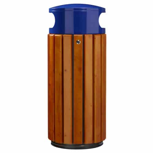 Buitenafvalbak robuust 60 liter hout met openingen aan de zijkant - Blauw 1