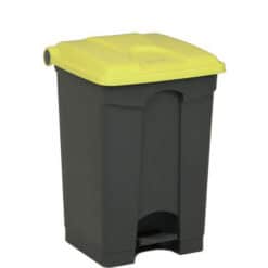 Afvalbak STEP-ON CLASSIC 45 liter - gekleurd deksel donkergrijs geel