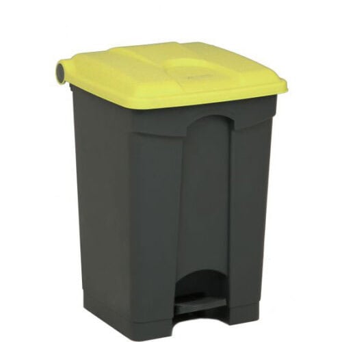 Afvalbak STEP-ON CLASSIC 45 liter - gekleurd deksel donkergrijs geel
