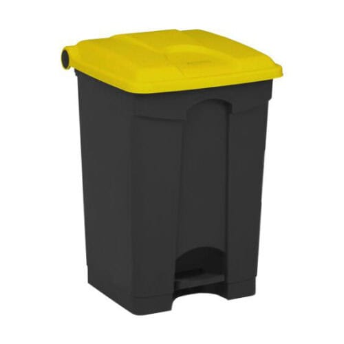 Afvalbak STEP-ON CLASSIC 45 liter - gekleurd deksel grijs geel