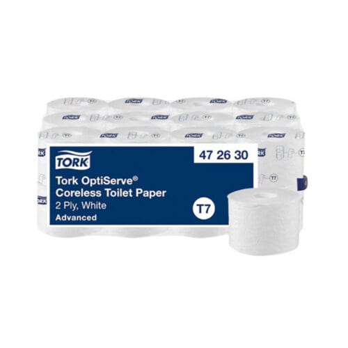 Tork T7 OptiServe coreless toiletpapier 2-laags 820 vel 24 rollen voor professionele sanitaire ruimtes