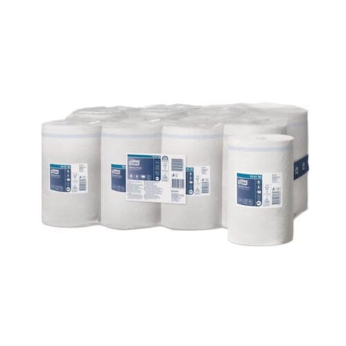 Tork mini poetsrol 1-laags wit industriële wiping paper voor professioneel schoonmaken en absorberende reiniging