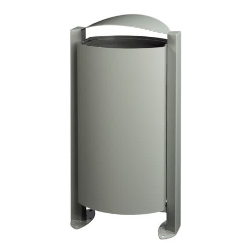 ARKEA vaste afvalbak 100L in cementgrijs, robuuste stalen buitenafvalbak voor openbare ruimtes, bedrijven en parken.