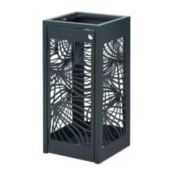 BELLA vrijstaande afvalbak 110L antracietgrijs met decoratief bladmotief voor openbare ruimtes.