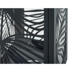 Detail van BELLA afvalbak antracietgrijs met decoratief bladmotief en hoogwaardige metalen afwerking.