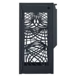 Vooraanzicht van BELLA afvalbak 110L in antracietgrijs met decoratief design en geïntegreerde asbak voor buitengebruik.